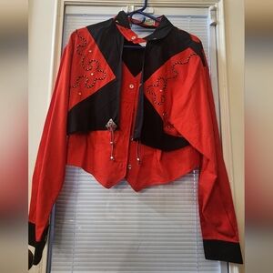 Stylish Red and Black Women's Top